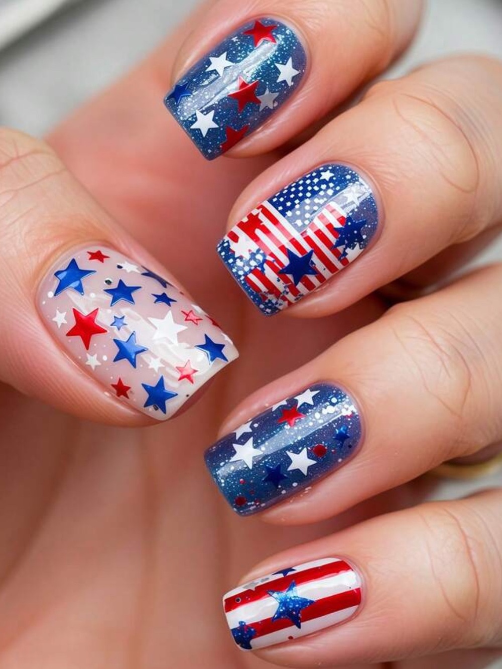 Stars And Stripes Patriotic Press On Nails